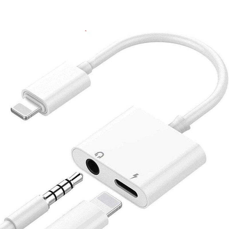 2 in 1 Dual Adapter 3.5mm Headphone & Charger For iPhone 14 13 12 11 X XR 8 Lot gallery