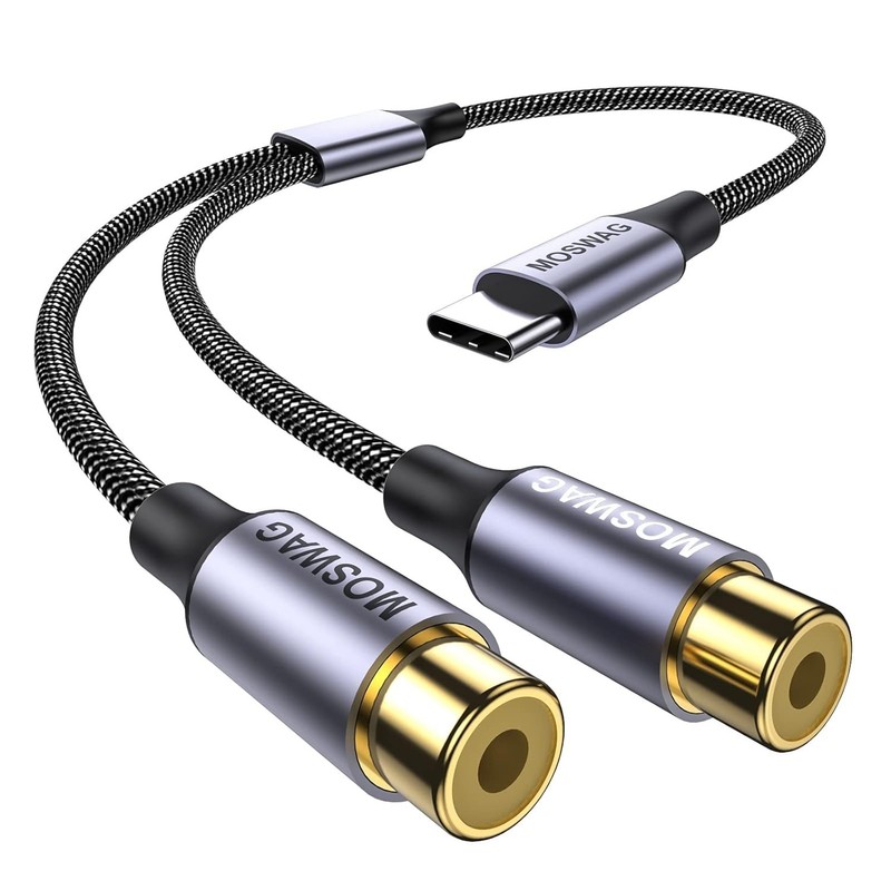 USB-C to Dual RCA Audio Adapter Cable with Braided Design, 1 Pack gallery