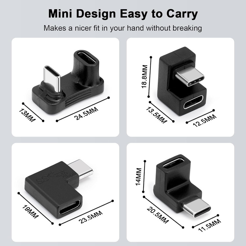 USB C 180 Degree Adapter 4Pack, USB C U Shape Adapter, 180 Degree Angled USB gallery