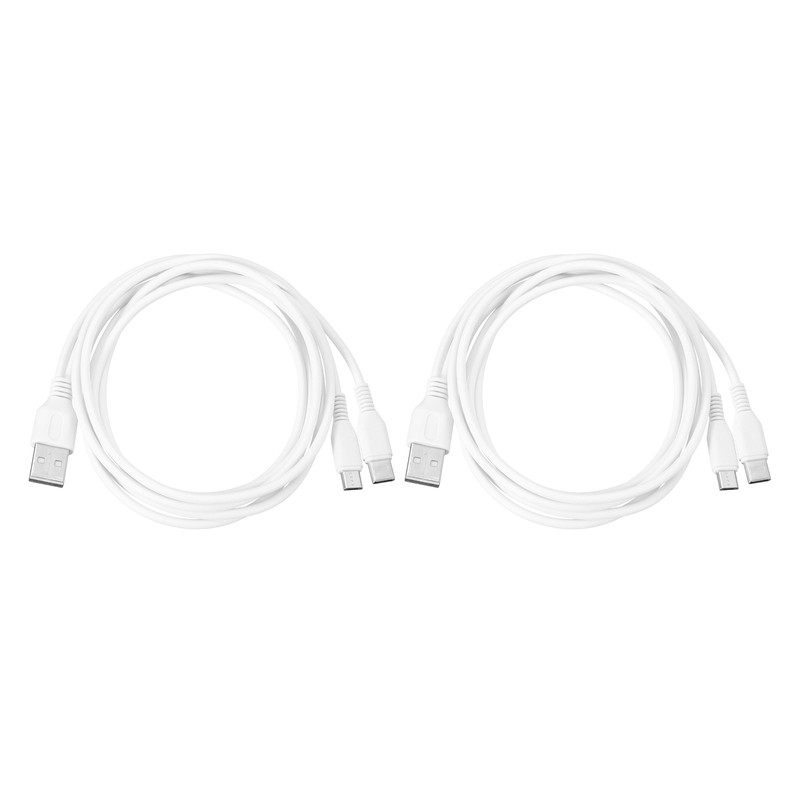 2 Pcs Multi USB A to Micro USB and USB Type C 2 in 1 Splitter 39 Inch, White