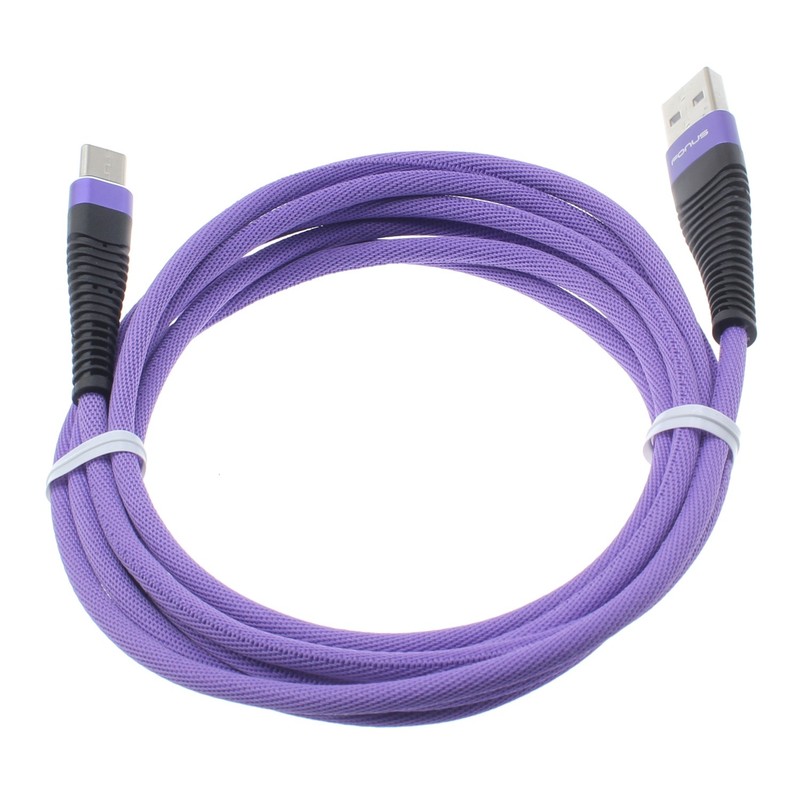 For Moto G/G Power/G Play/Edge/Plus/Stylus- 6ft USB Cable Purple Type-C Charger
