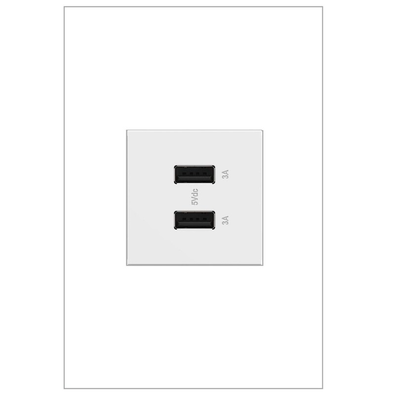 Legrand USB Outlet, Type A Module, Full Size, 3.1/6.0A, White, ARUSB2AA6W4