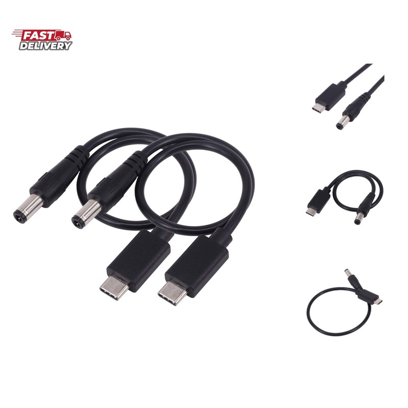 2 Pack 0.25m USB 3.1 Type C USB-C Male to DC 5.5X2.5mm Male Power Jack Extens...