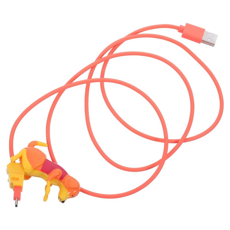Playful Orange Dog Data Cable 1 Pc Fast Charging Durable Micro USB Cord