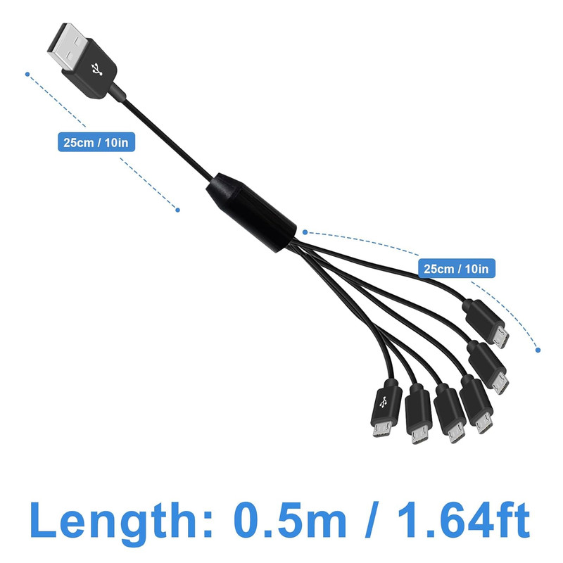 Poyiccot Micro USB Splitter Cable, Multi 6 in 1 USB 2.0 Type a Male to 6 Micro U gallery