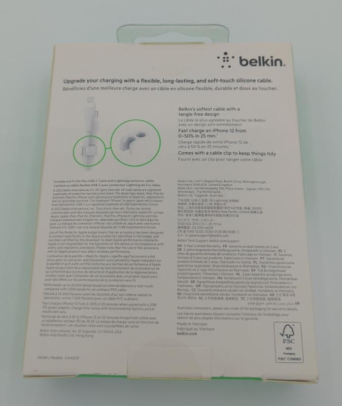 Belkin BoostCharge Flex Silicone USB-C to 8 pin Cable 6.6ft 2M clip iPhone gallery