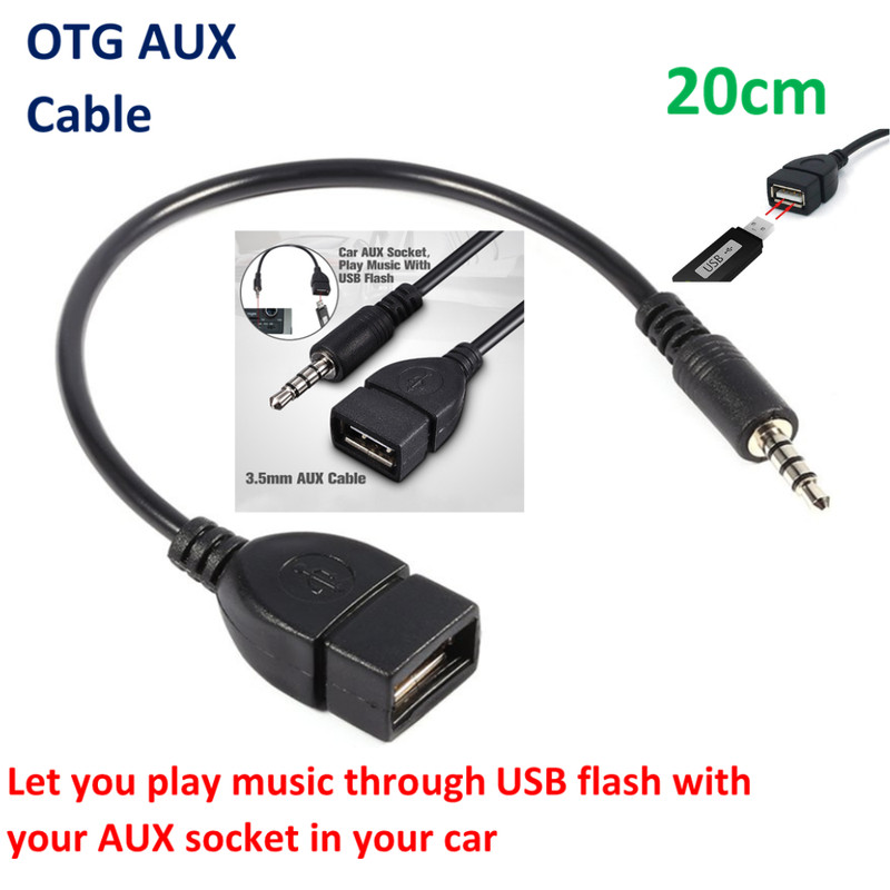 3.5mm Male AUX Audio Plug to USB Female OTG Convertr Lead Adapter GPS CD DVD MP3