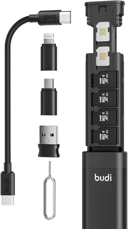 USB Adapter Kit，Multifunctional Compact Cable Card, Travel Portable Aluminum Sto