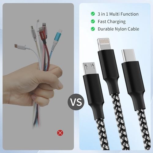 Multi Charging Cable,(2Pack 4FT) 3 in 1 Charging Cable for 4FT 2Pack Black&Gray gallery