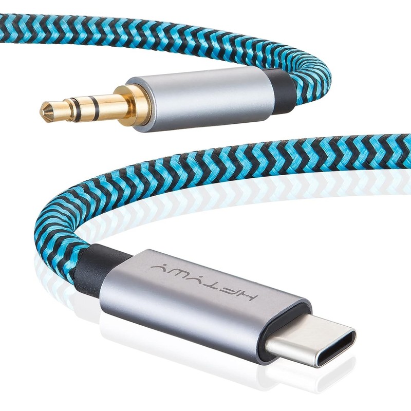 Aux to USB C Cable, 4ft Nylon Braided Type C to 3.5mm Audio Cord for Car Stereo, gallery