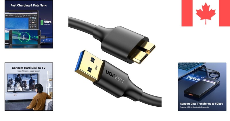 Durable Tangle-Free Micro USB 3.0 Cable - 1.5ft - Ideal for Galaxy S5 & More gallery