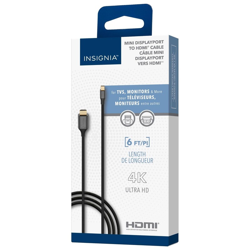 Insignia – 6′ Mini DisplayPort-to-HDMI Cable – Black 6 ft