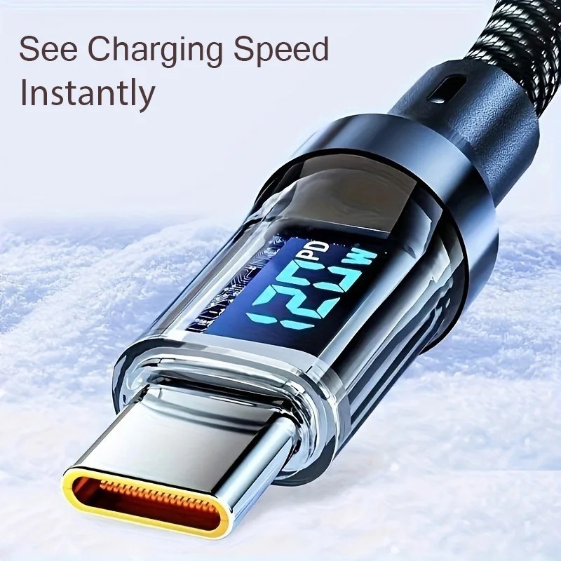 USB C Fast Charging Cable with LED Display Type C Charger Cord USB A to USB C / gallery