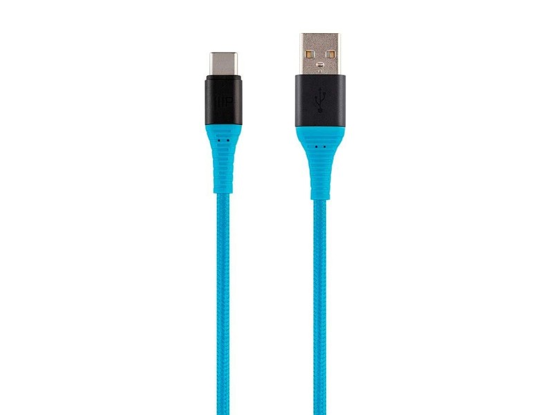 Monoprice Nylon Braided USB C to A 2.0 Cable – 6 Feet – Blue 6 Feet,