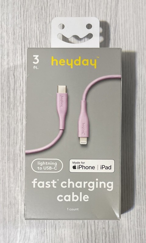 Heyday 3′ Lightening To USB-C Fast Charging Cable Made For iPhone iPad, Lavender