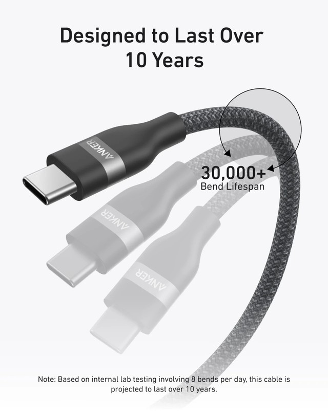 Anker A82E2 USB-C to USB-C Cable (3ft, 240W, Upcycled-Braided) gallery