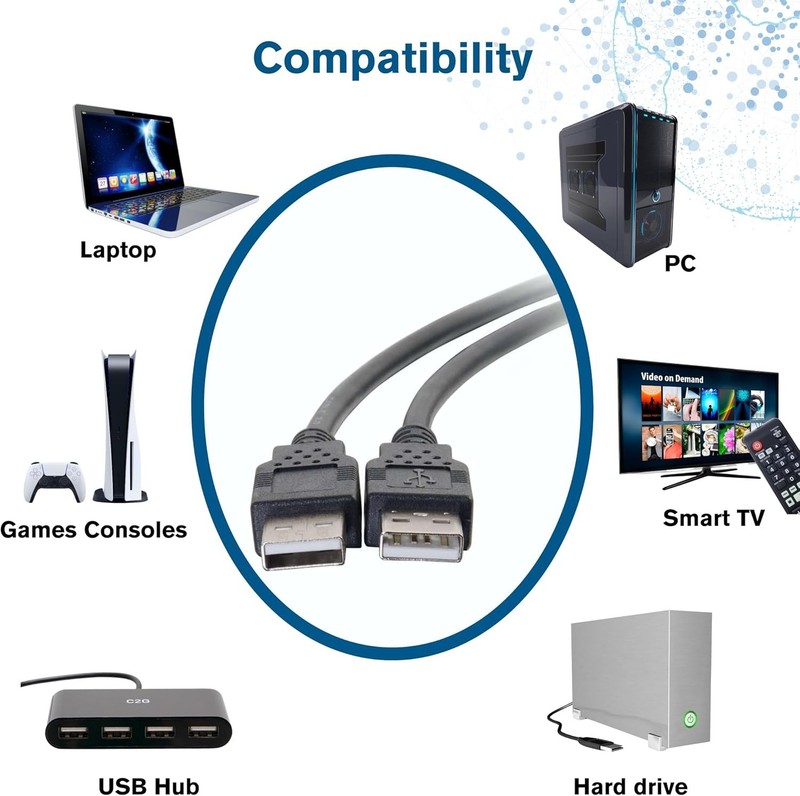 High-Speed 3.3ft USB 2.0 A to A Cable for PC & Printer - Durable Black Design gallery