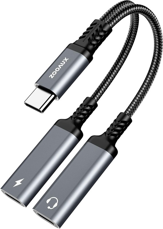 USB C Splitter, ZOOAUX Dual USB C Headphone and Charger Adapter,2-in-1 Type C Au