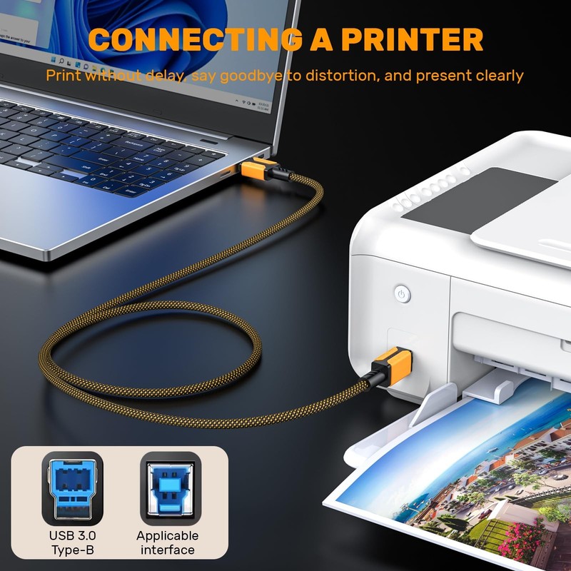 6.6ft USB 3.0 to B Printer Cable Superspeed Type A to B for Docking Station gallery