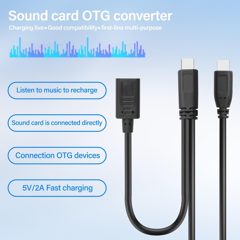 JSADZKJ Type C Charger Adapter Cable USB C OTG Sound Card 2 in... gallery