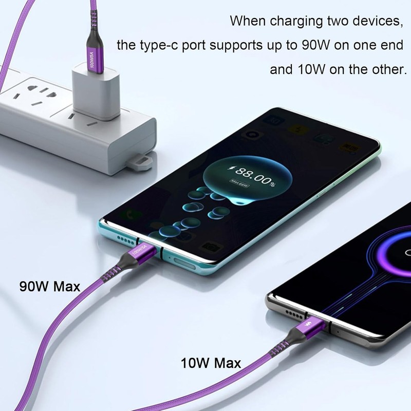 4FT 2 in 1 100W USB c to Dual USB-C Fast Charging Cable,iPhone 15 USB C to Do... gallery