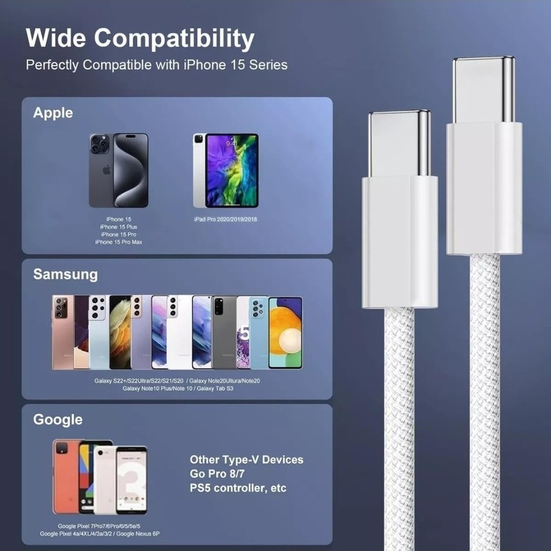New For USB-C to USB-C Cable Fast Charging PD Type C Cord gallery