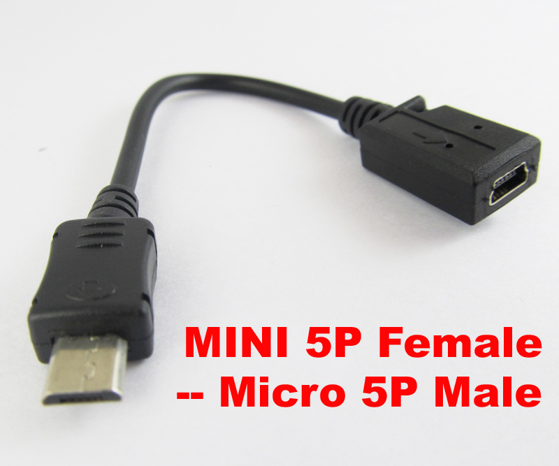 10pcs USB 2.0 Mini 5pin A Female to Micro 5pin B Male Adapter Converter Cable