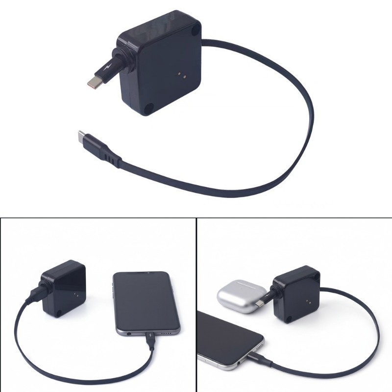 One Hand Operated Retractable Type C Cable 100W Quick Charge High Speed Data gallery