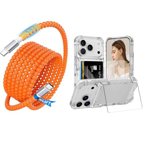 Clear Wallet Case With USB C Cable Fast Charging Set For iPhone 17 Pro Max