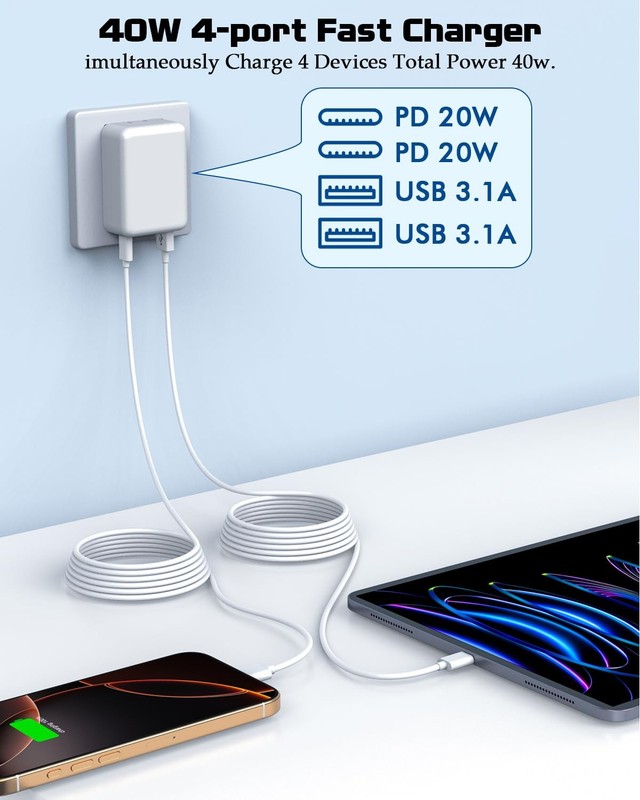 10Foot iPhone USBC Charging Cable,40W 2Pack Foldable 17/16e Fast Charger Bloc... gallery