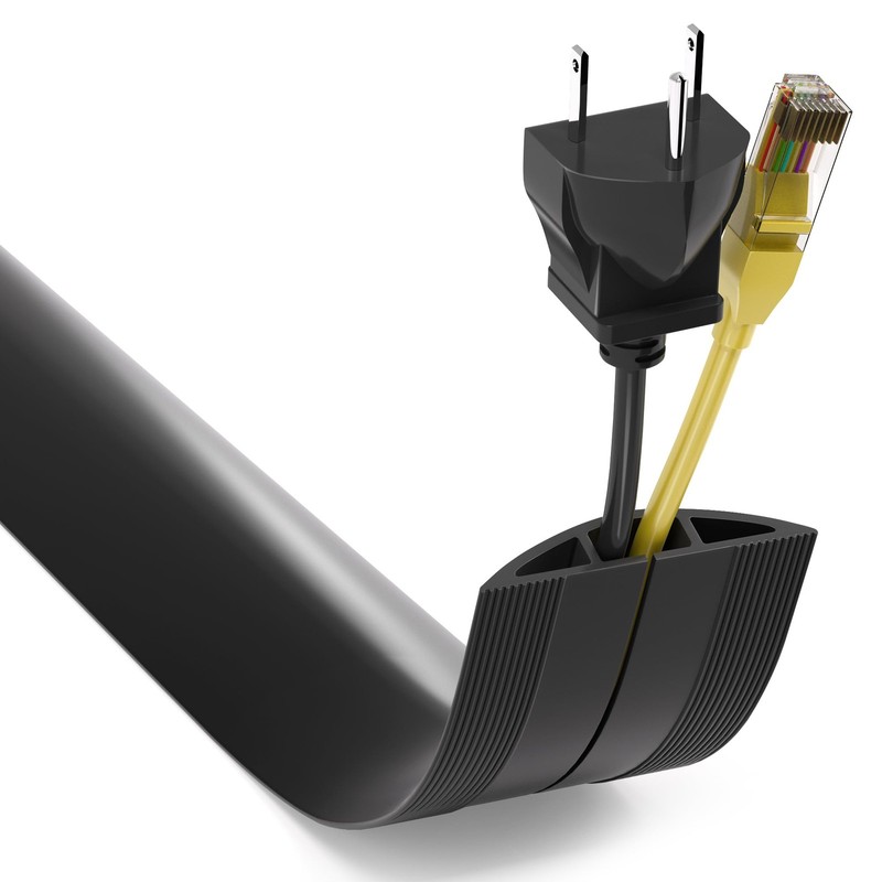 ZhiYo Floor Cord Cover 4ft, Hider Hide Extension 2” x Black