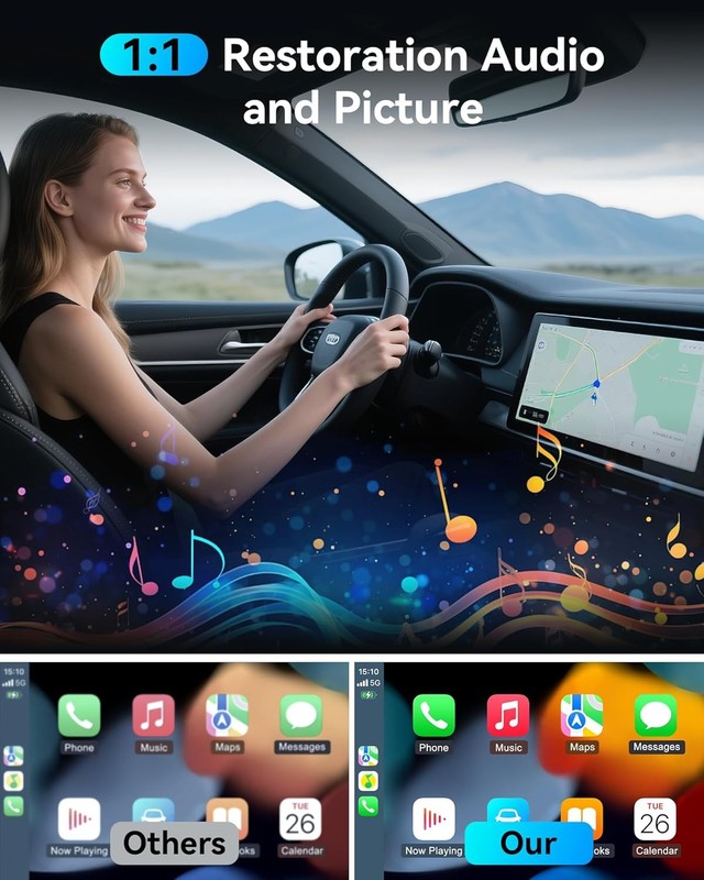 Burnt Sugar Wireless Carplay Adapter for Iphone 2026 Upgraded (Bright Gray) gallery
