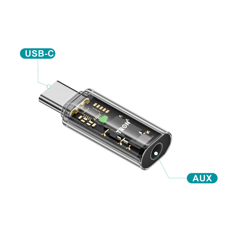 TRON USB-C to 3.5mm Audio Adapter, Voice Calls Gaming 40mW Output