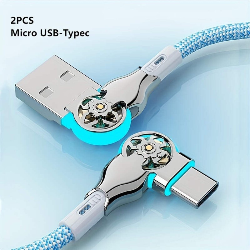 2-piece-universal-fast-charging-data-cable-type-c-with-light-double-elbow-rotati gallery