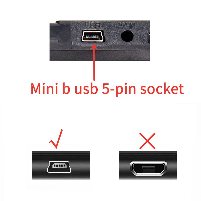 Mini-USB Power Cable Dash Cam GPS Charging Only Right-Angle Mini-B USB-A 5M gallery