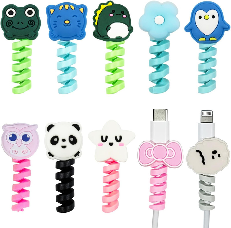 10 PCS Cartoon Silicone Charger Cable Protector Mobile Phone Charger End Cord Co gallery