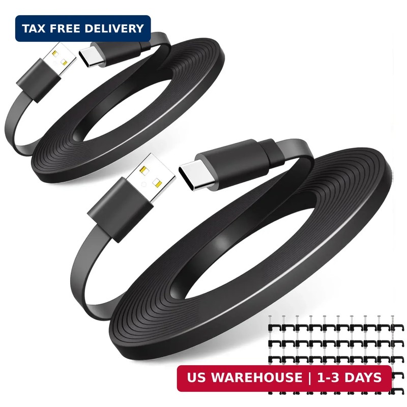 2Pack 25FT Type C Extension Cable for CCTV Security Camera,Ring Pan-Tilt Indoor