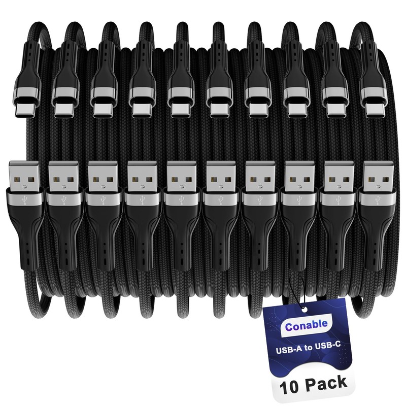 USB C Cable (4FT, 10-Pack), USB A to USB Cord Fast Charging Compatible with i…
