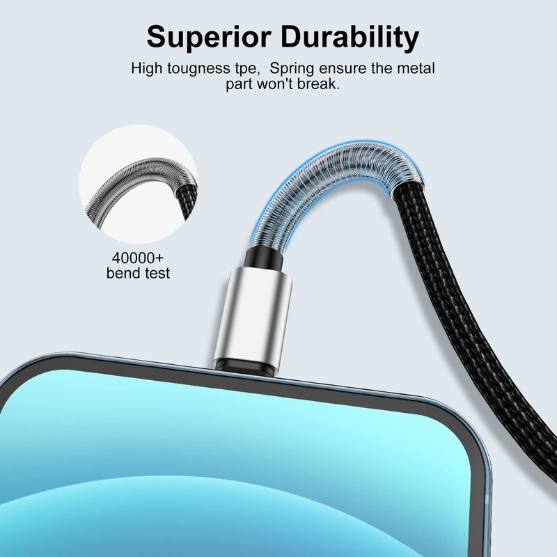 Cabepow 15 FT Extra Long iPhone Charger Cord,[Apple MFi 15 FT-1Pack, Silver gallery
