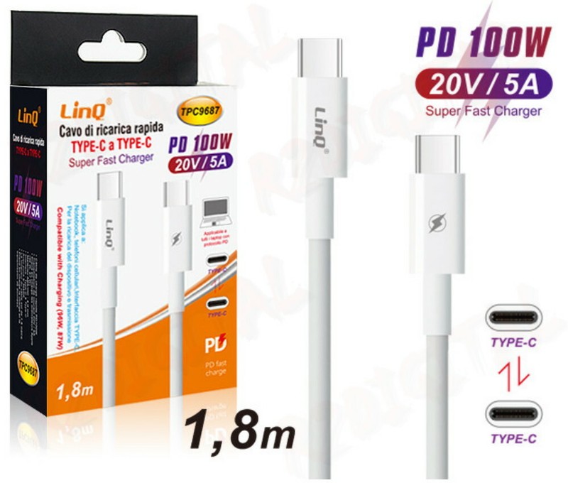 USB TYPE C CABLE 20V 5A FAST CHARGING 1.8Mt TYPE-C UNIVERSAL DATA TRANSMISSION gallery