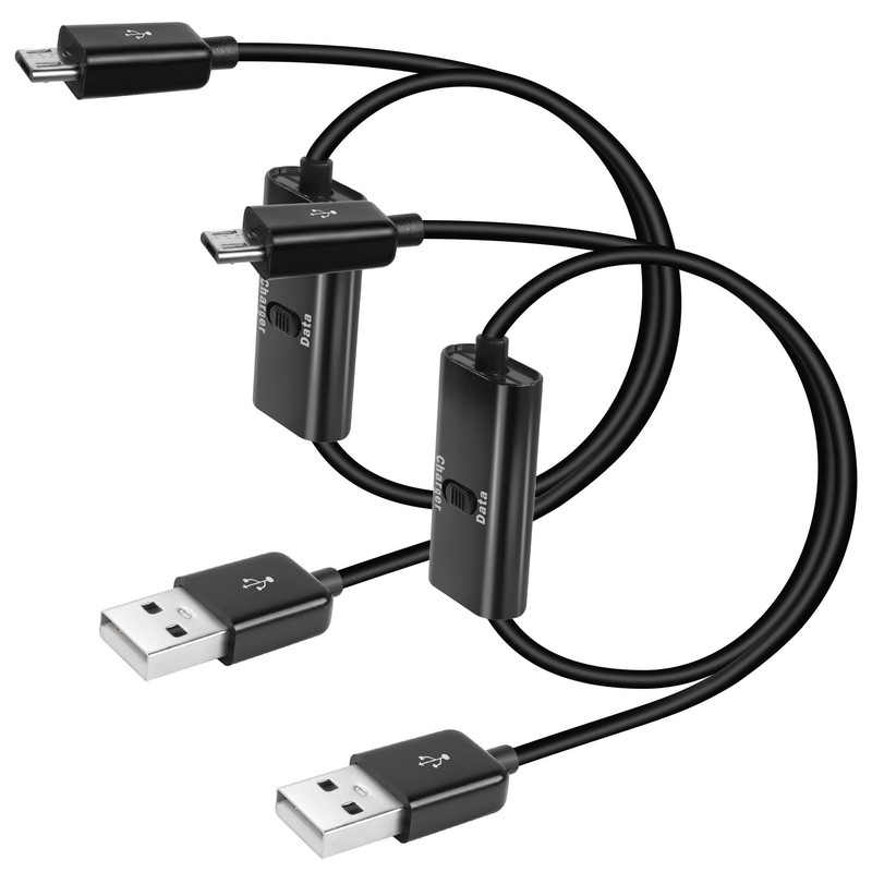 2 Pack 1M USB to Micro USB with Switch Charging Cable Data Transfer Power