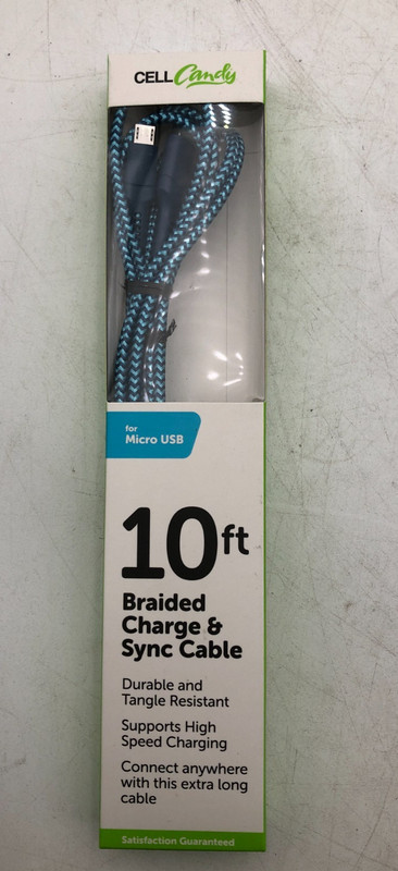 Lot(16)– Blue Cell Candy Sync & Charge Cables (6.5ft USB-C, 10ft Micro USB) -New gallery