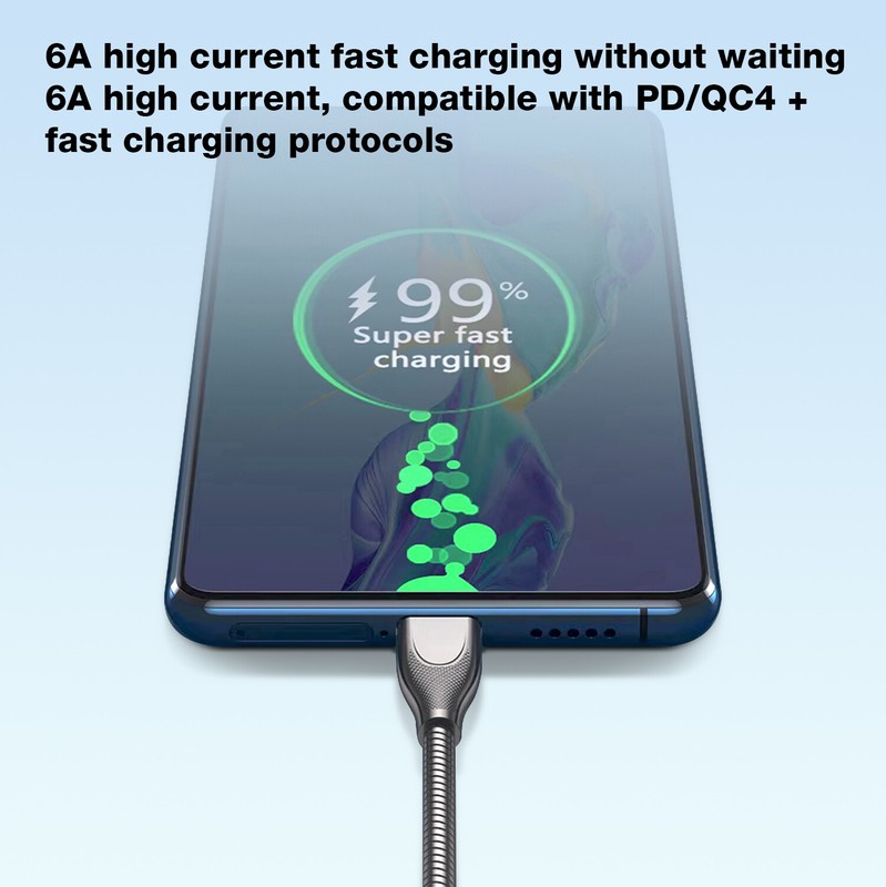 60W USB C to C Fast Charging Cable Metal Armor Braided Cord 3.3FT for Laptop gallery
