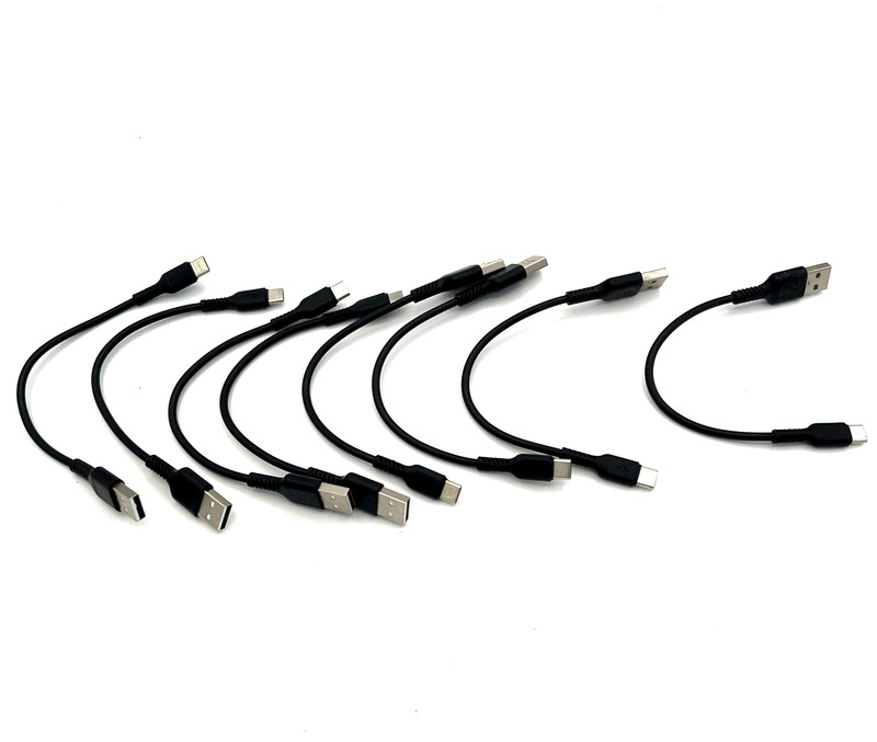 8 Pack of USB-C to USB-A Black Charging & Data Cable (8 Inches)