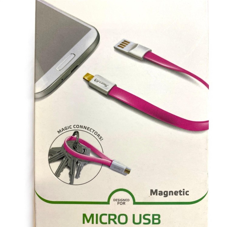 Celly Magnetic USB/Micro USB Data Sync & Charging Cable, Pink