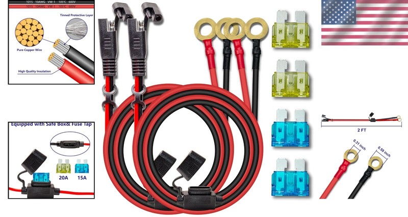 High-Quality 10AWG SAE Charger Cables for Efficient Battery Connection - 2 Pack gallery