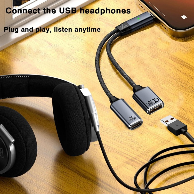 2-in-1 USB-C OTG Adapter 100W PD Fast Charging Portable Type-C Distributor USB-A gallery