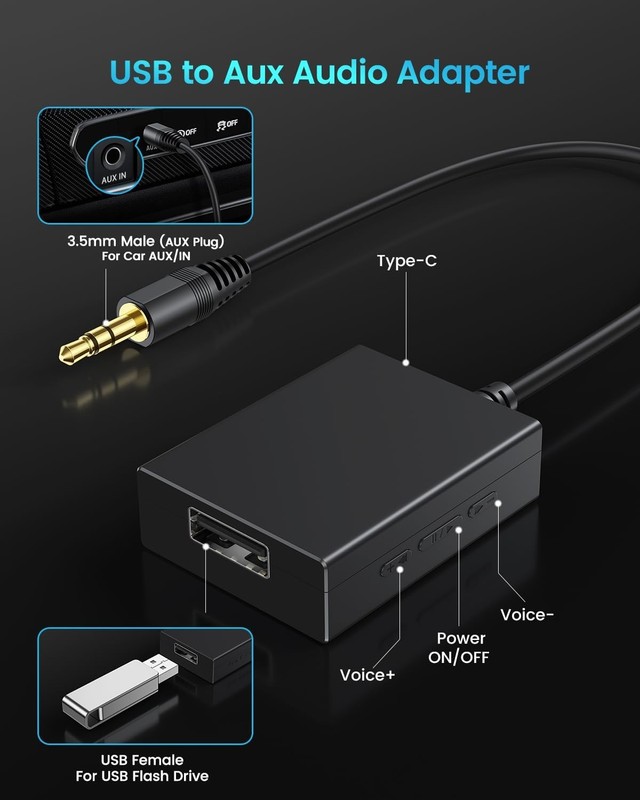 USB to 3.5mm Aux Audio Adapter - Play Music via USB Drive in Car gallery