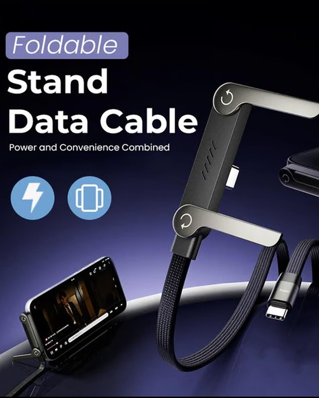 Compact 2-in-1 USB-C Cable with Foldable Stand for Fast Charging & Data Transfer gallery