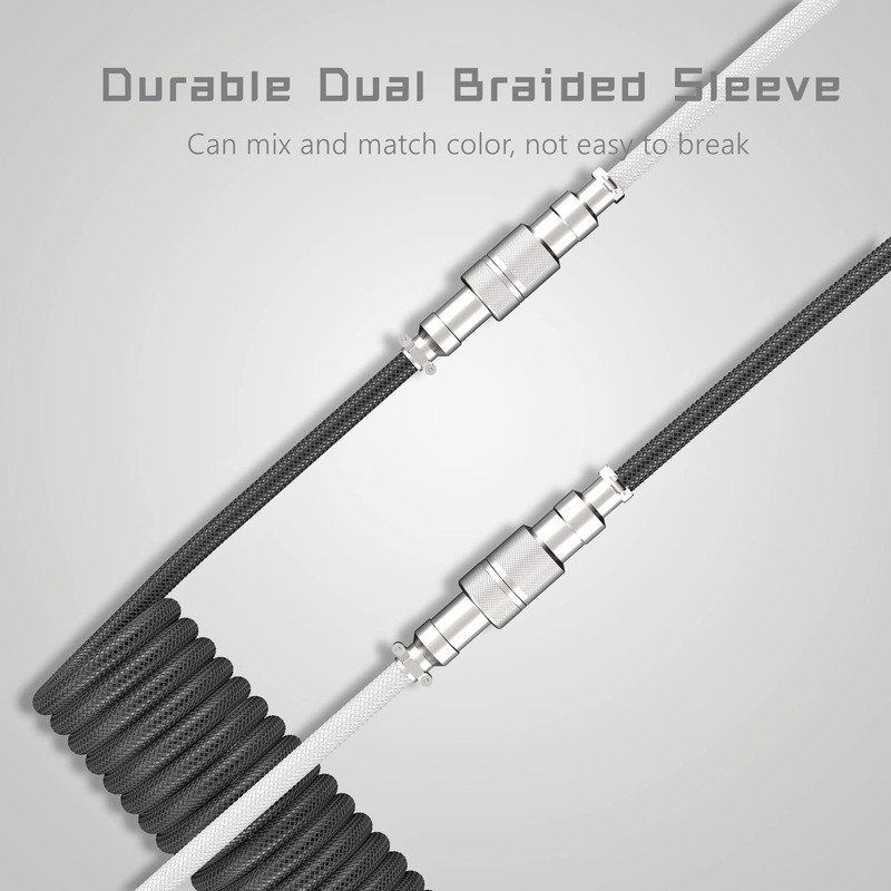 Coiled Keyboard Cable - Detachable Aviator Coiled Cable White gallery